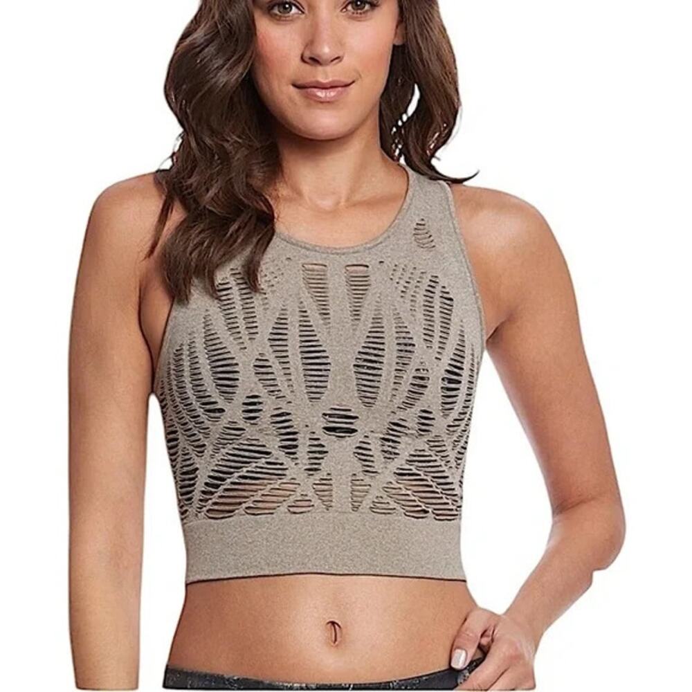 alo Yoga Vixen Crop Top Cut Out Gray Womens Small Activewear Workout Sportswear